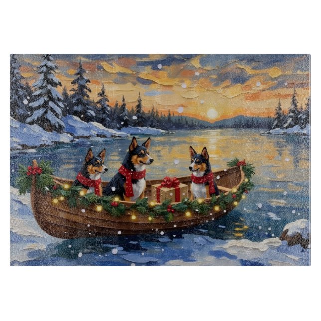 Planche À Découper Noël Bateau Basenji Fêtes (Devant)