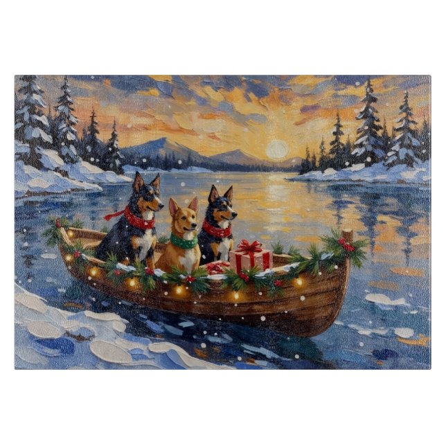 Planche À Découper Noël Bateau de vacances de Kelpie australien (Devant)