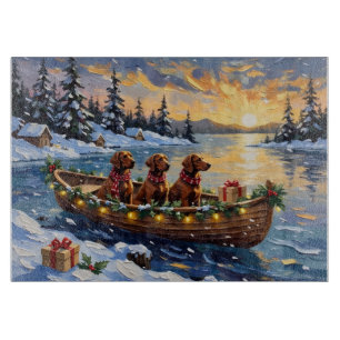 Planche À Découper Noël Bateau de vacances Setter Rouge Irlandais