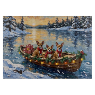 Planche À Découper Noël Chihuahua Bateau Fêtes