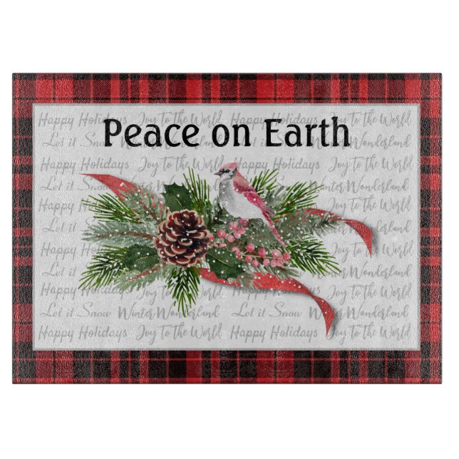 Planche À Découper Noël des bois | Cardinal rouge (Devant)