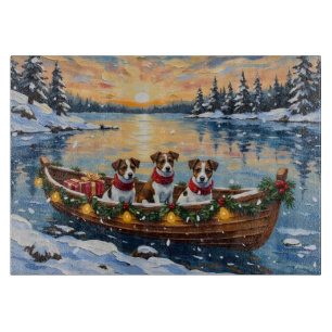 Planche À Découper Noël en bateau avec Jack Russell Terrier