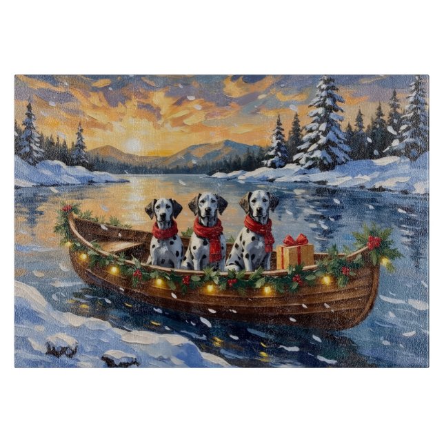 Planche À Découper Noël en bateau dalmate (Devant)
