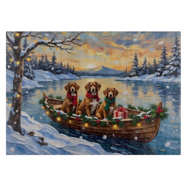 Planche À Découper Noël en bateau de Vizsla (Devant)