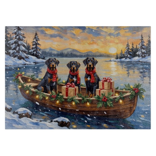 Planche À Découper Noël en bateau Weimaraner (Devant)