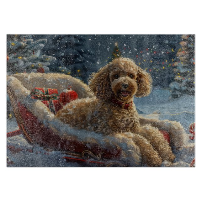 Planche À Découper Noël Festif au Chien Caniche (Devant)