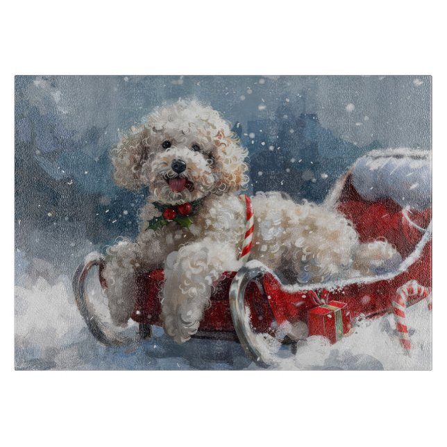 Planche À Découper Noël Festif au Chien Caniche (Devant)