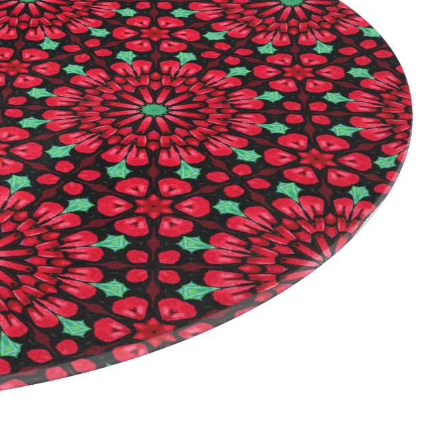 Planche À Découper Noël Floral rouge (Coin)