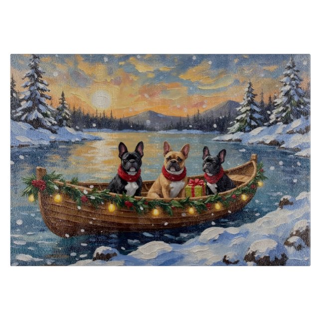 Planche À Découper Noël French Bulldog Bateau Fêtes (Devant)