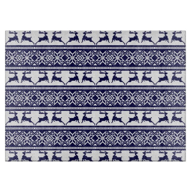 Planche À Découper Noël, le bleu et le blanc scandinave (Devant)