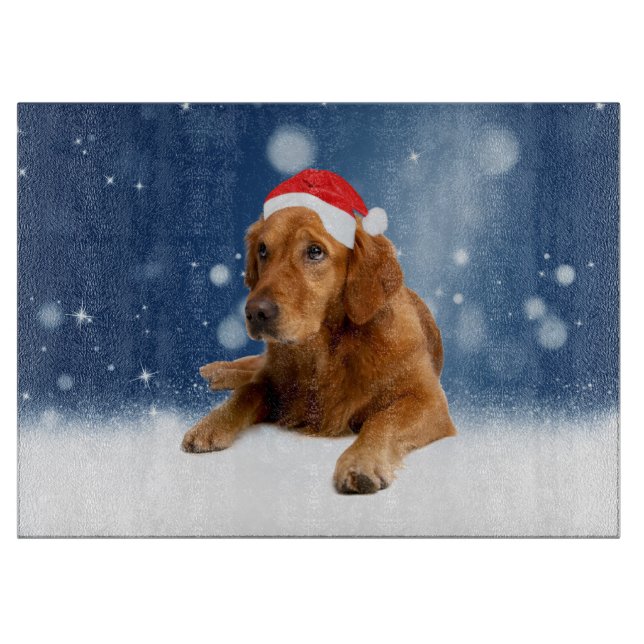 Planche À Découper Noël Mignonne Golden Retriever Chien Santa Hat Nei (Devant)