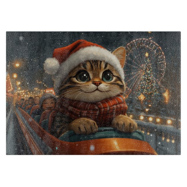 Planche À Découper Noël Montagnes Russes Chat Bengal (Devant)