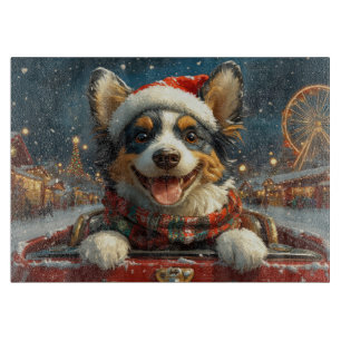 Planche À Découper Noël Montagnes Russes Chien Heeler Bleu