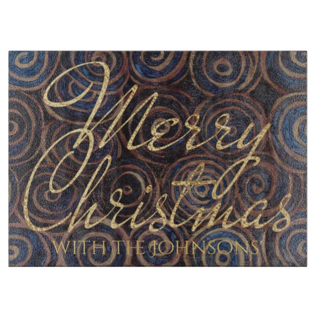 Planche À Découper Noël Navy et Tourbillons Dorés (Devant)