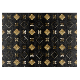 Planche À Découper Noël Noir et Or Métal Géométrique de Noël