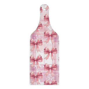 Planche À Découper Noël rose à carreaux flocons de neige nœud coquett