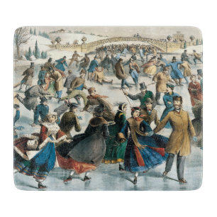 Planche À Découper Noël victorien Central Park Currier & Ives