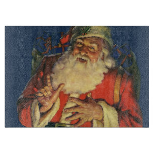 Planche À Découper Noël vintage, Jolly Santa Claus avec jouets