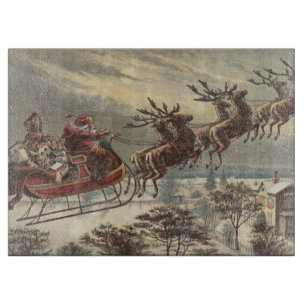 Planche À Découper Noël vintage, Père Noël victorien à Sleigh