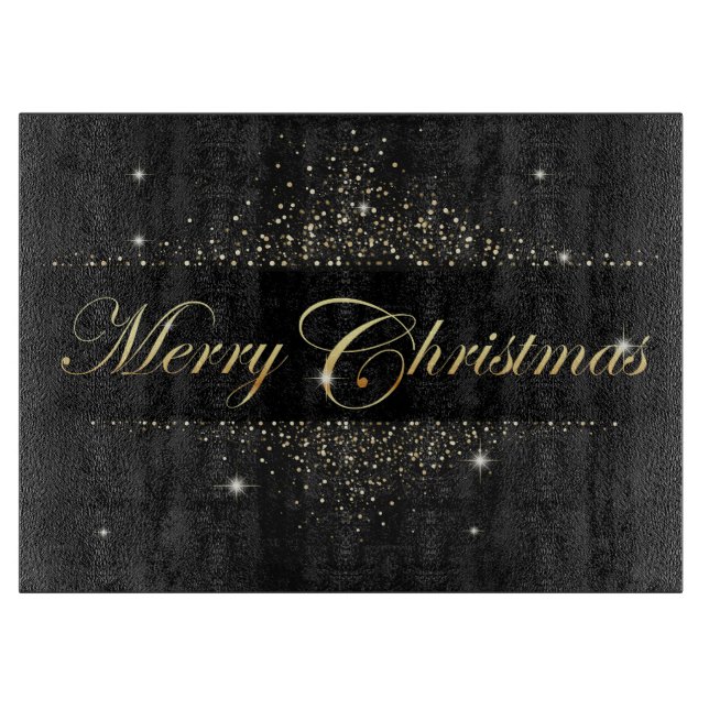 Planche À Découper Noir et or Joyeux Noël (Devant)