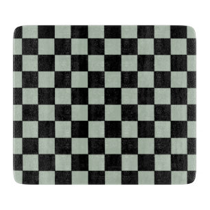 Planche À Découper Noir et Vert Sauge Carreaux