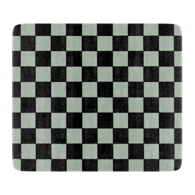 Planche À Découper Noir et Vert Sauge Carreaux (Devant)