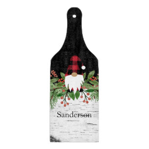 Planche À Découper Noir Joyeux Noël Rouge Buffalo Plaid Gnome