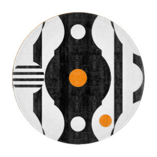 Planche À Découper Noir Orange Rétro Mod Géométrique