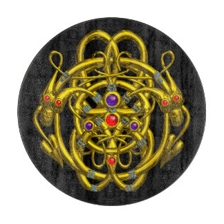 PLANCHE À DÉCOUPER NOIX DE CELTIQUE D'OR AVEC DRAGONS DOUCES EN CUTTI