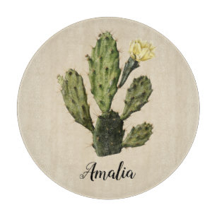 Planche À Découper Nom Cactus Flower Vintage Glass Cutboard