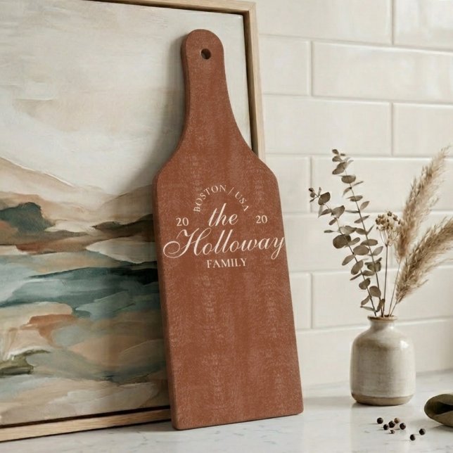 Planche À Découper Nom de famille de calligraphie de script moderne (Modern Script Calligraphy Family Name Cutting Board)