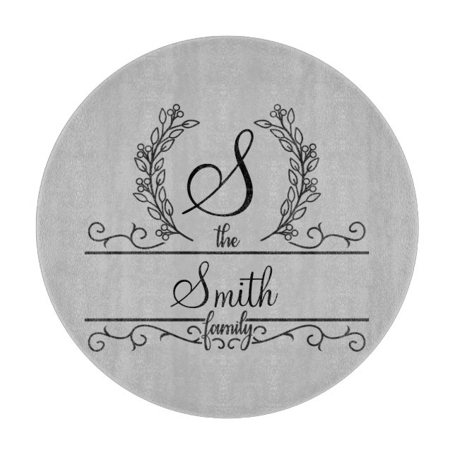 Planche À Découper Nom de famille personnalisé et monogrammé (Devant)