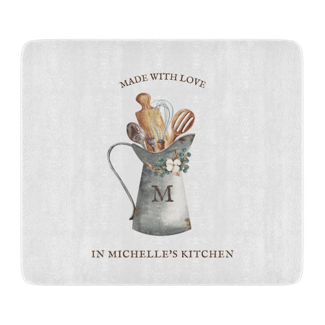 Planche À Découper Nom de la ferme rustique (Devant)