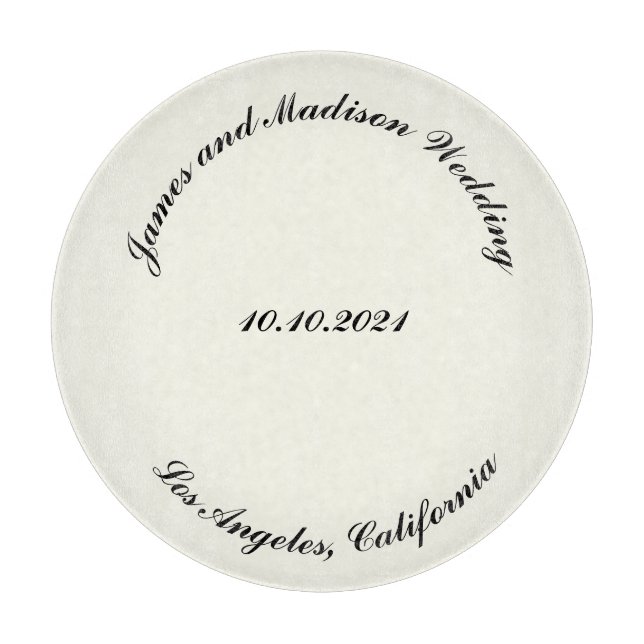 Planche À Découper Nom de la Personnaliser, date mariage d'ivoire noi (Devant)