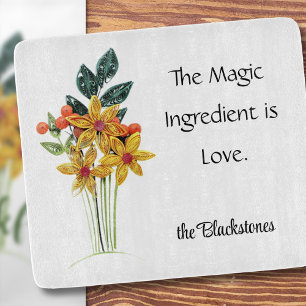 Planche À Découper Nom, Devis, Papier Fleurs Qualisées Verre