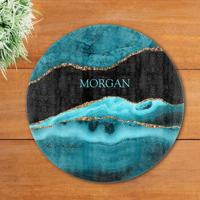 Planche À Découper Nom do-it-yourself, Noir, Or et Turquoise (Créateur téléchargé)