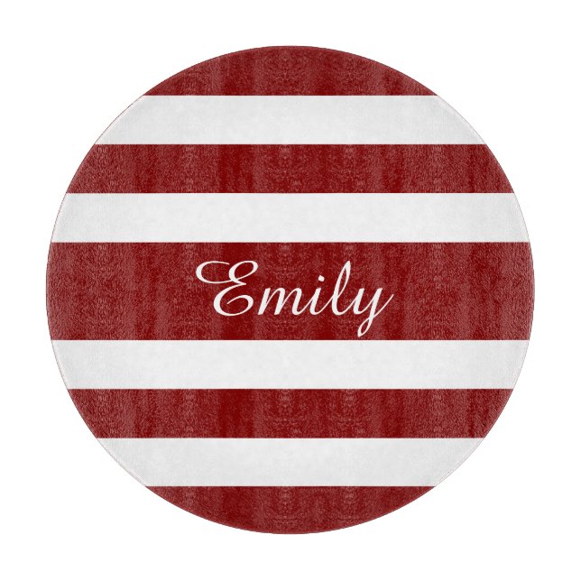 Planche À Découper Nom du Motif rouge à rayures modernes (Devant)