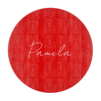 Planche À Découper Nom élégant Minimaliste classique rouge chaud