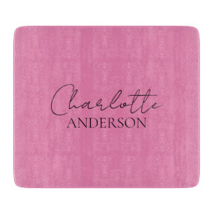 Planche À Découper Nom Monogramme Minimaliste Élégant Rose