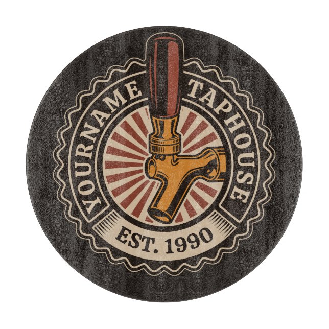 Planche À Découper NOM Personnalisé Artisanat Bière Taphouse Brasseri (Devant)