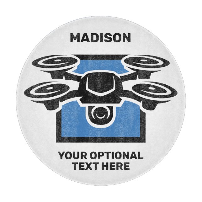 Planche À Découper Nom personnalisé et drone de texte (Devant)