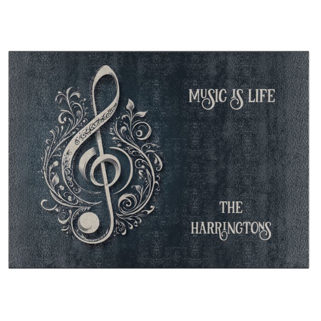 Planche À Découper Nom personnalisé et texte - Note de clic musicale (Devant)