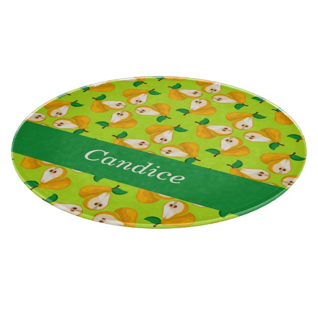 Planche À Découper Nom personnalisé perles orange sur vert (Coin)