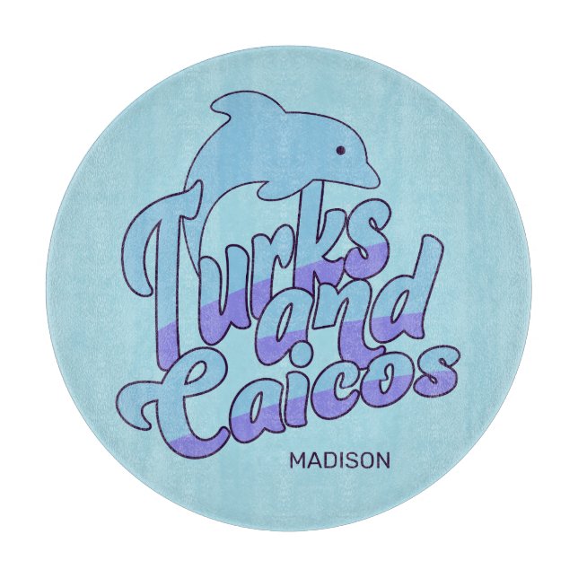 Planche À Découper Nom personnalisé Turks and Caicos Dolphin (Devant)