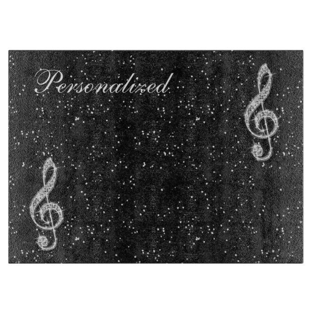 Planche À Découper Note de musique diamantée scintillante personnalis (Devant)