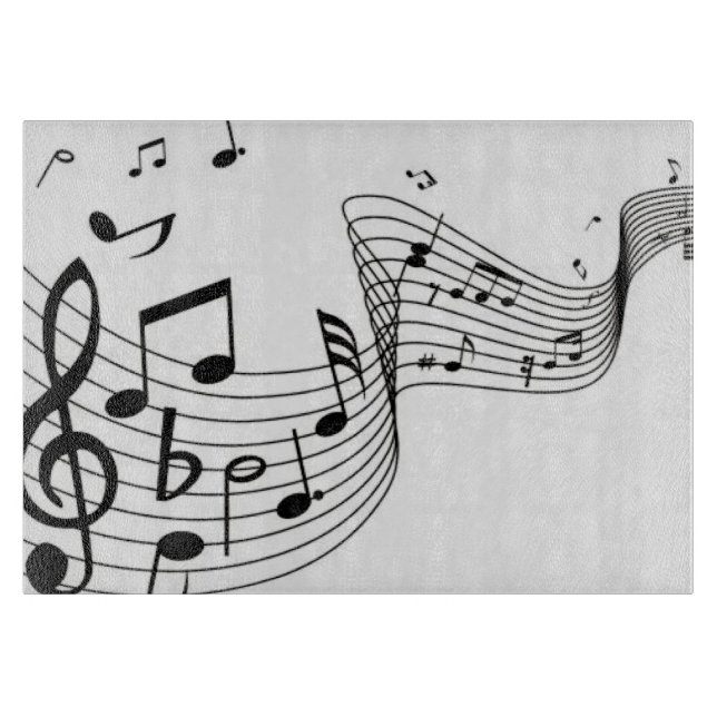 Planche À Découper Notes de musique en verre cool (Devant)
