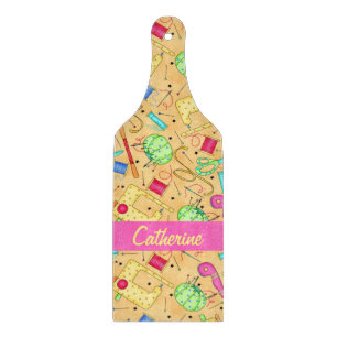 Planche À Découper Notions de couture jaune Nom de l'art Personnalisé