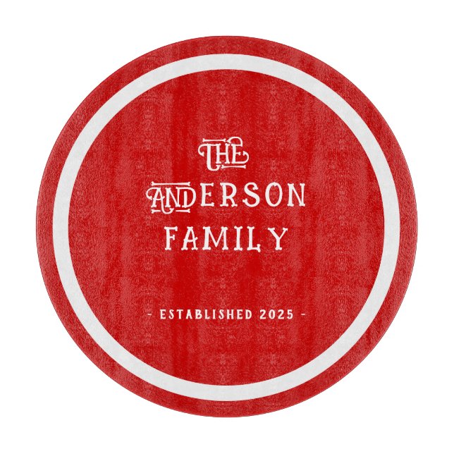 Planche À Découper Notre première maison Typography rouge et blanc  (Devant)