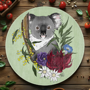 Planche À Découper Nounours Koala Mignon Vert Flore Faune Australienn
