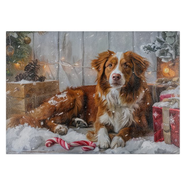 Planche À Découper Nova Scotia Duck Tolling Retriever de Noël Festif (Devant)